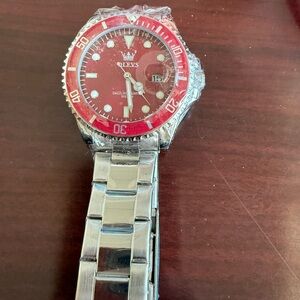 Olevs Red and Silver Watch